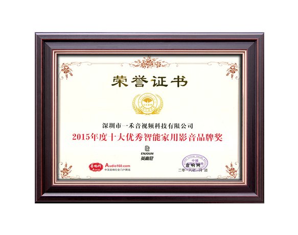 2015年度十大優(yōu)秀智能家用影音品牌獎