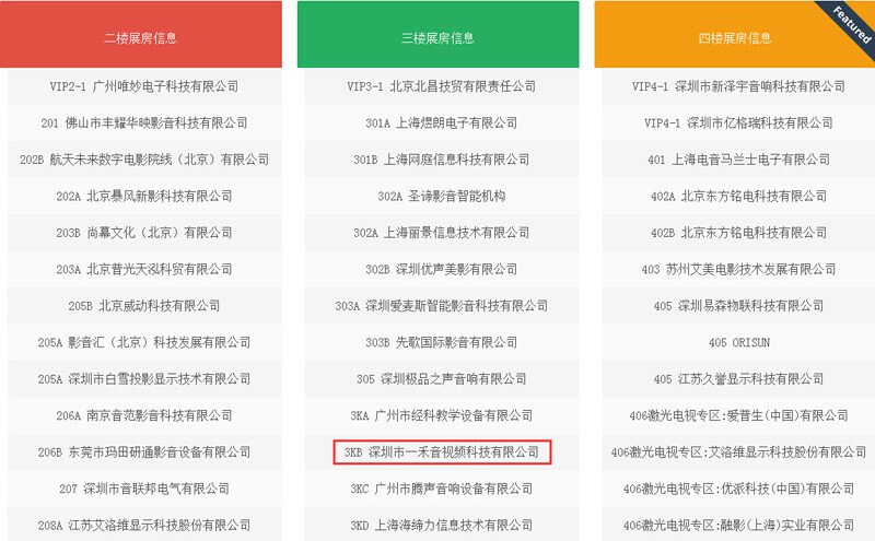 CIT2018中國影音集成科技展參展商