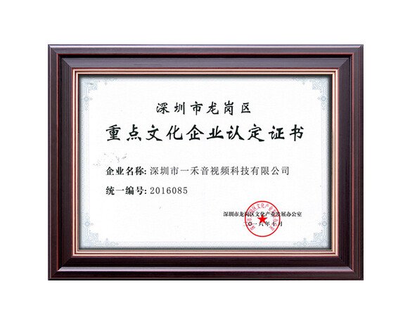 重點文化企業(yè)認(rèn)定證書